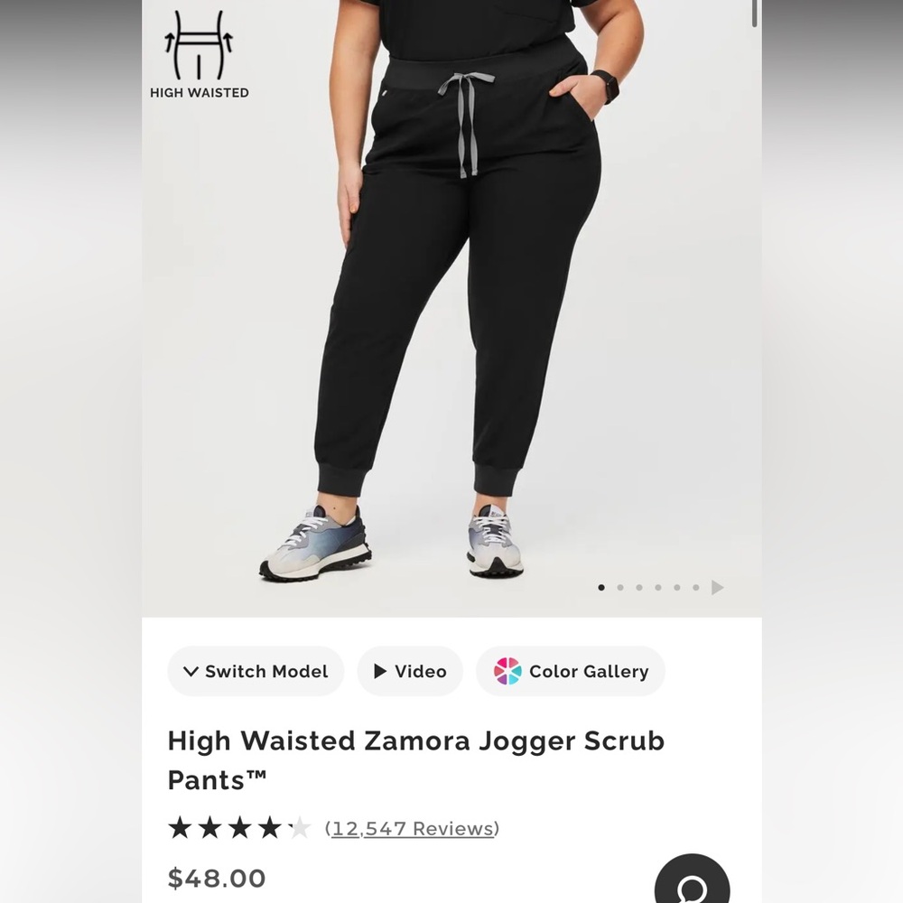 Figs Technical Collection High Waisted Zamora Scrub Pants Black - 3XL Regular